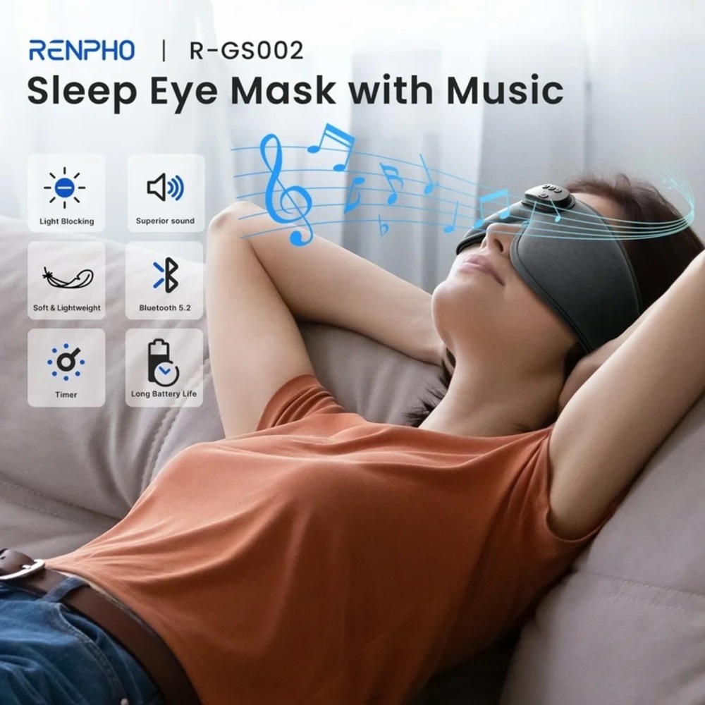 RENPHO Gray Bluetooth Sleep Mask - Picture 2 of 2